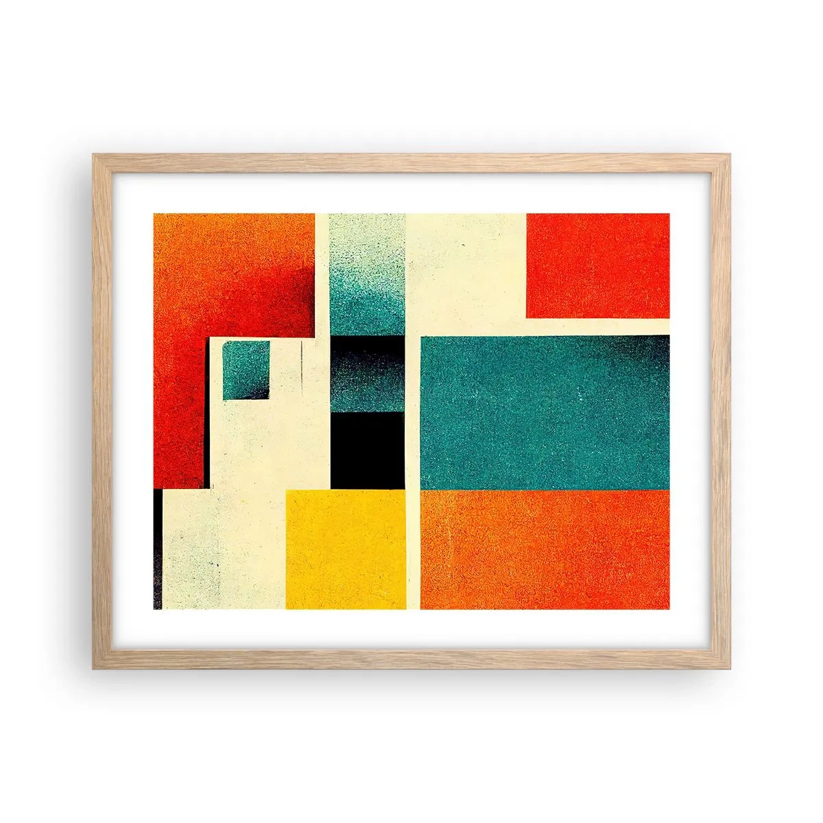 Plakat w ramie jasny dąb - Abstrakcja geometryczna – dobra energia - 50x40 cm