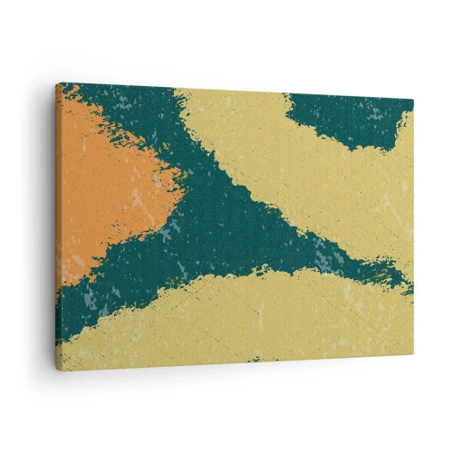 Obraz na płótnie - Abstrakcyjne plamy w kolorach ziemi i zieleni - 70x50cm - Abstrakcja – powolnym ruchem - Nowoczesna dekoracja ścienna do salonu i sypialni ARTTOR