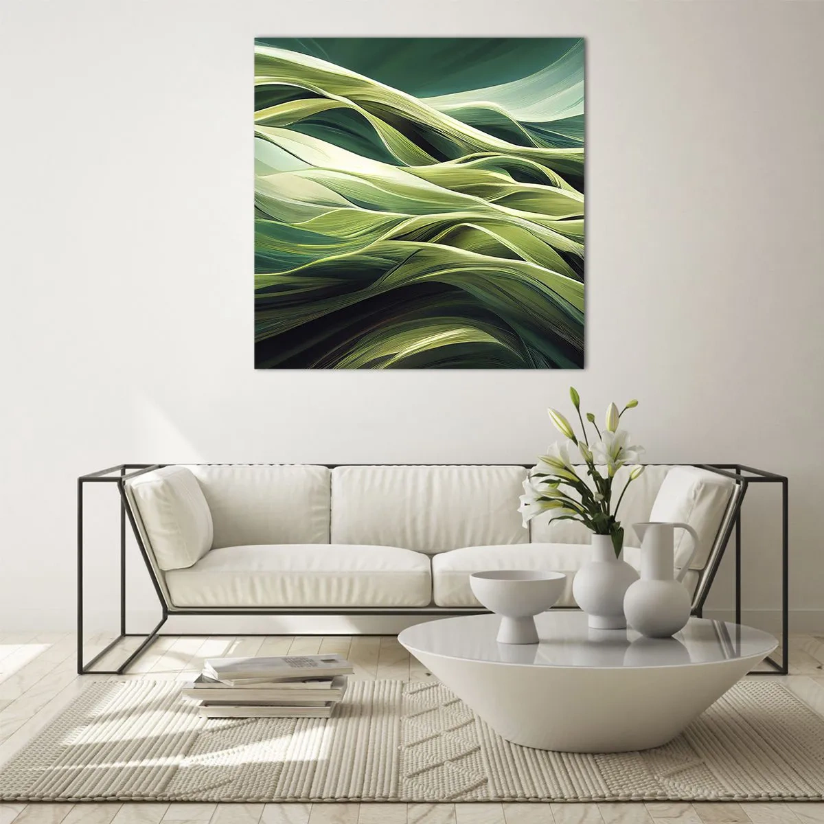 Obraz na szkle - Abstrakcyjna gra w zielone - 70x70 cm