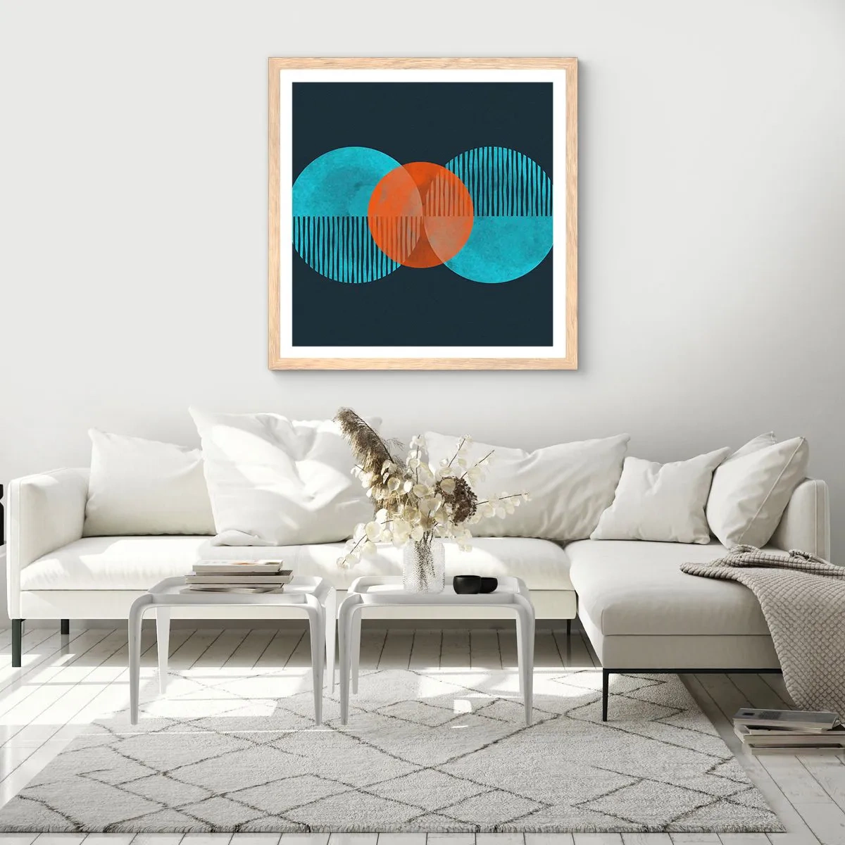 Plakat w ramie jasny dąb - Kompozycja symetryczna - 30x30 cm