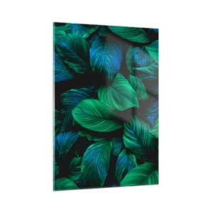 Obraz na szkle - Zbliżenie liści w intensywnych odcieniach zieleni - 50x70cm - W zielonym tłumie - Nowoczesna dekoracja ścienna do salonu, kuchni i sypialni ARTTOR