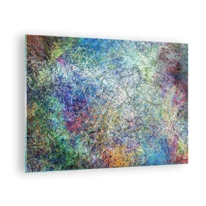 Obraz na szkle - Kolorowa abstrakcja z dynamicznymi liniami - 70x50cm - To nie takie proste - Nowoczesna dekoracja ścienna do salonu i sypialni ARTTOR