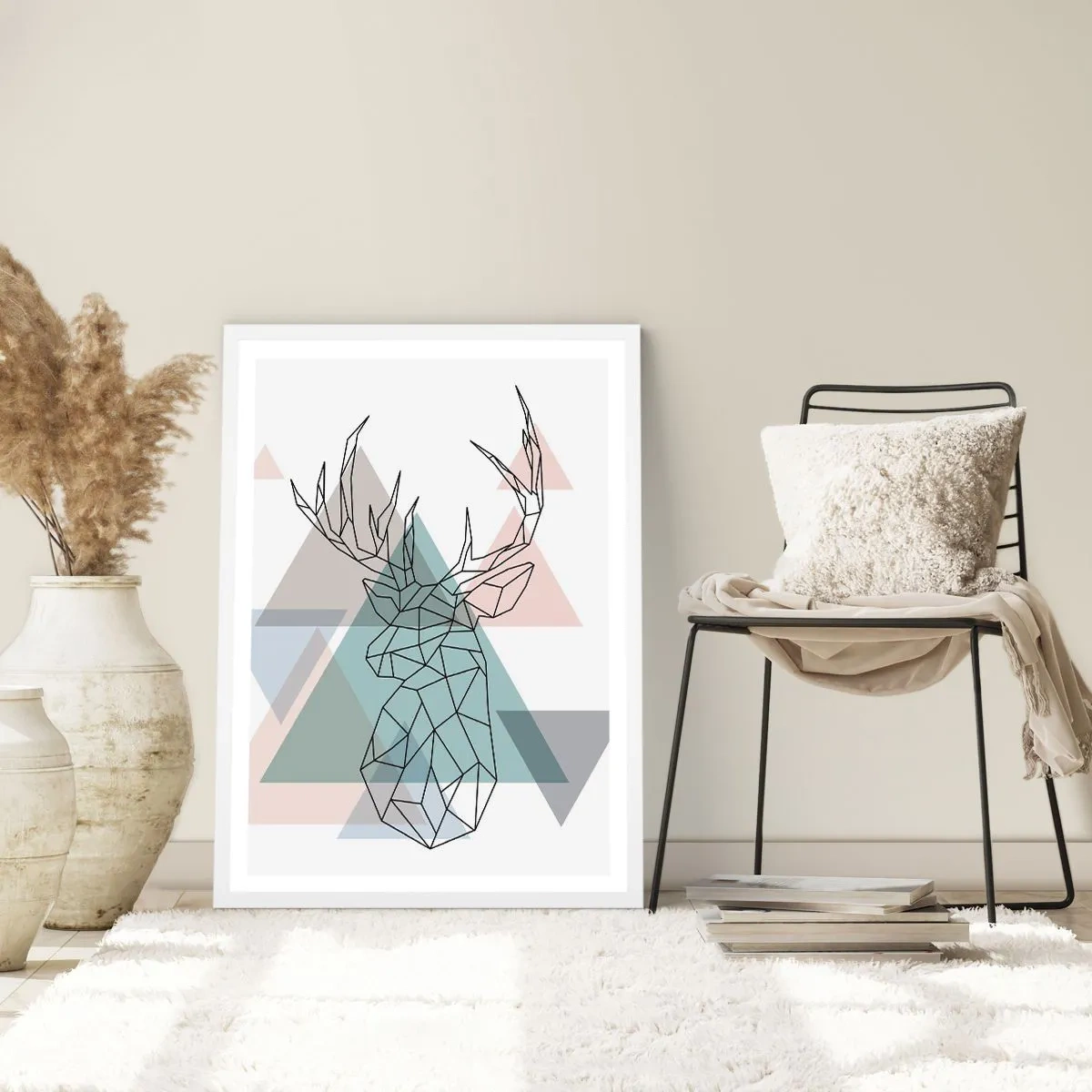 Plakat w białej ramie - W geometrycznym lesie - 30x40 cm