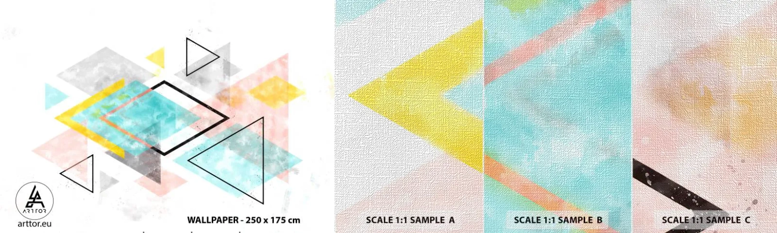 Fototapeta Próbka Premium Canvas - Igraszka geometryczna - Jasny, Trójkąty, Minimalizm - 100x30 cm