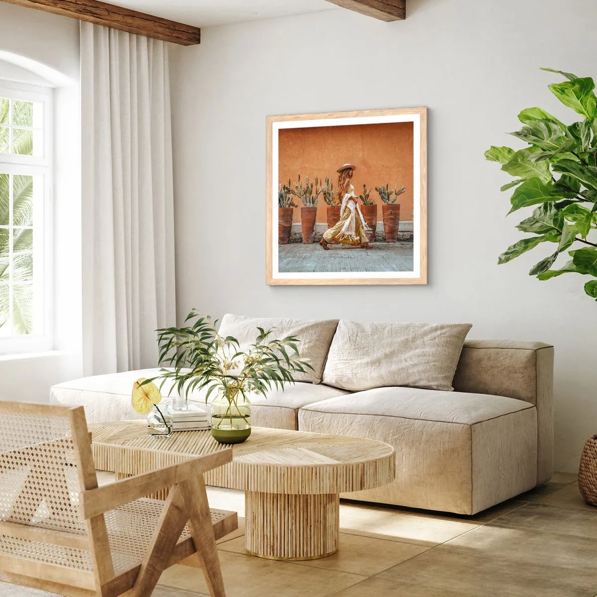 Plakat w ramie jasny dąb - W stylu hippie - 40x40 cm