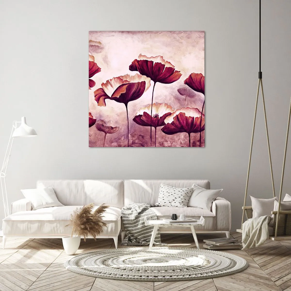 Obraz na płótnie - Płatek czerwony i biały - 60x60 cm