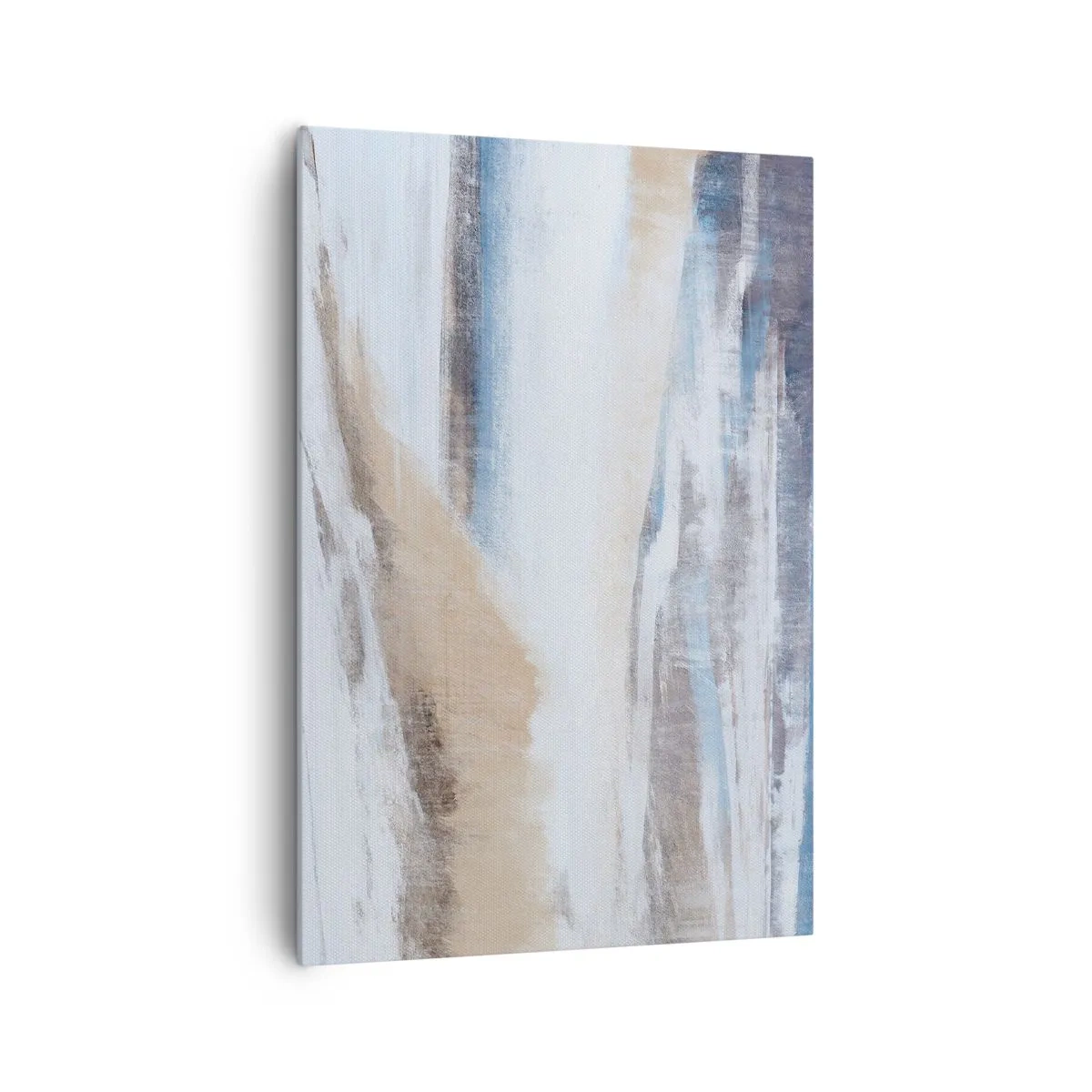 Obraz na płótnie - Abstrakcyjny krajobraz zimowy w odcieniach bieli i błękitu - 70x100cm - Zimowa kompozycja - Nowoczesna dekoracja ścienna do salonu i sypialni ARTTOR