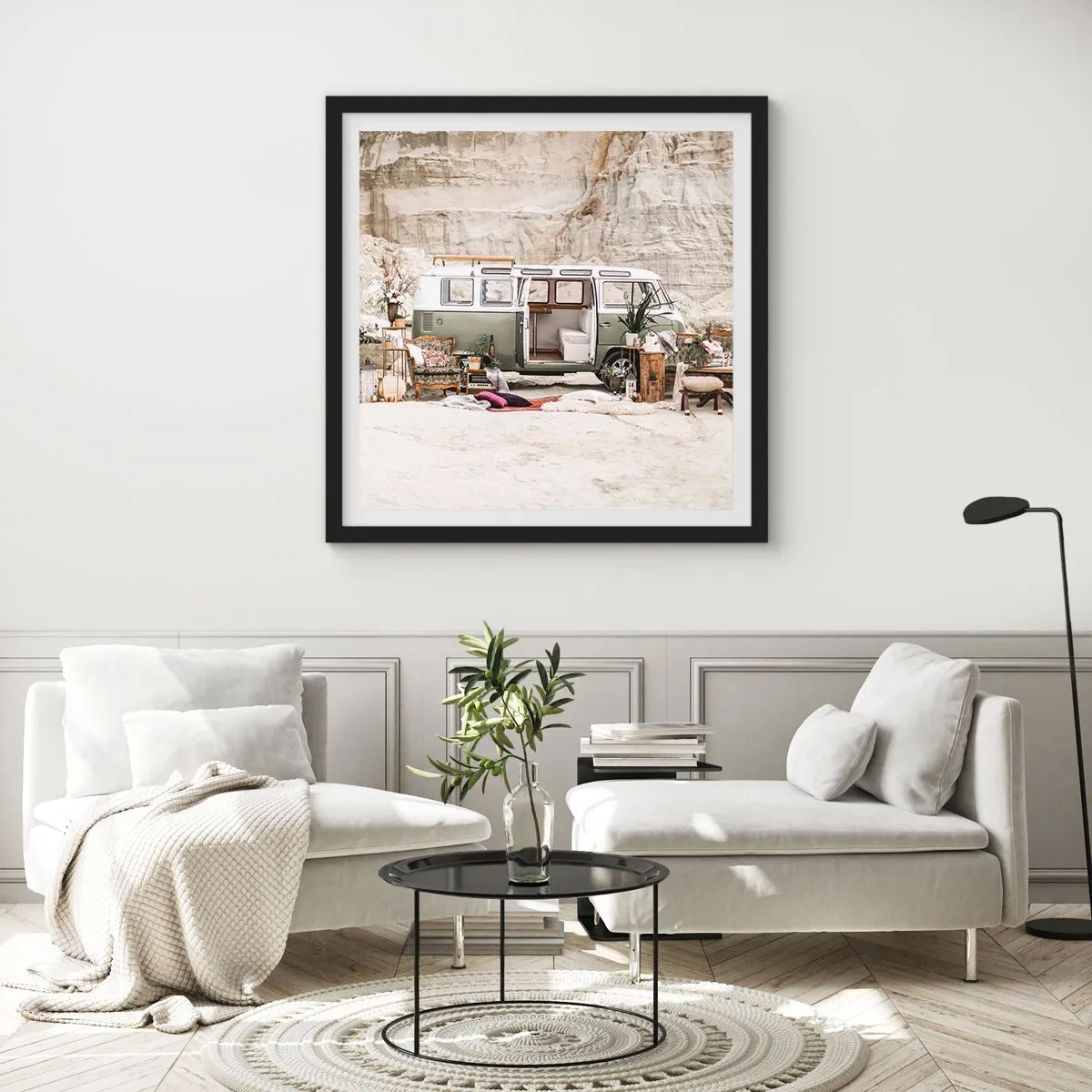 Plakat w czarnej ramie - Podróż czas zacząć - 40x40 cm