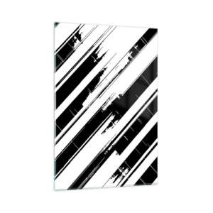 Obraz na szkle - Czarno-białe linie i geometryczne wzory w nowoczesnym stylu - 80x120cm - Kompozycja intensywna i dynamiczna - Nowoczesna dekoracja ścienna do salonu i sypialni ARTTOR