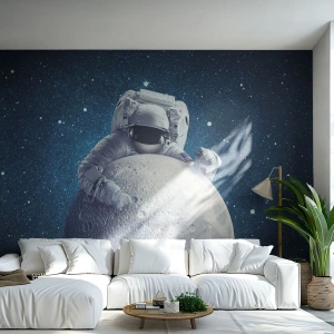 Fototapeta na wymiar Premium Canvas - Kosmiczny żartowniś - Astronauta, Kosmos, Księżyc