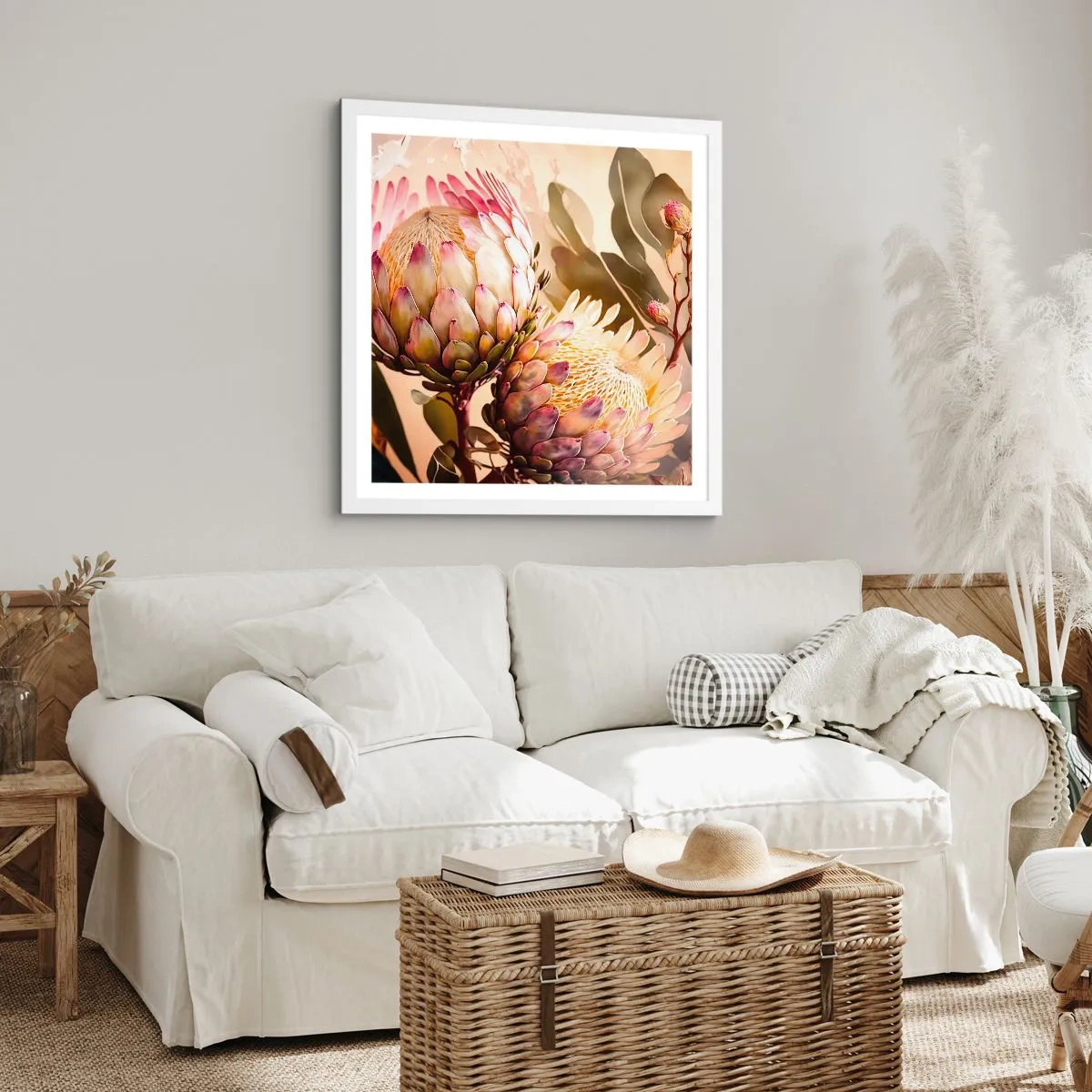 Plakat w białej ramie - Czule objęte - 40x40 cm