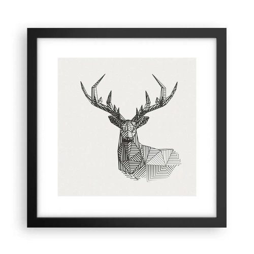 Plakat w czarnej ramie - Jeleń w kubistycznym stylu - 30x30 cm
