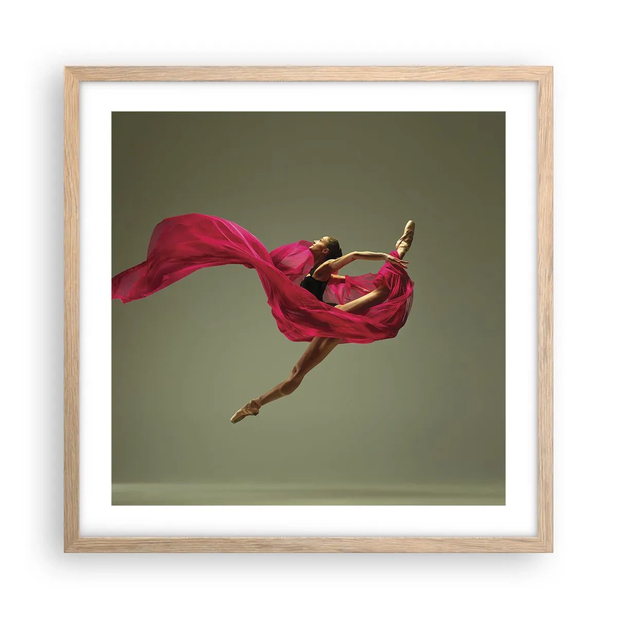 Plakat w ramie jasny dąb - Tańczący płomień - 50x50 cm