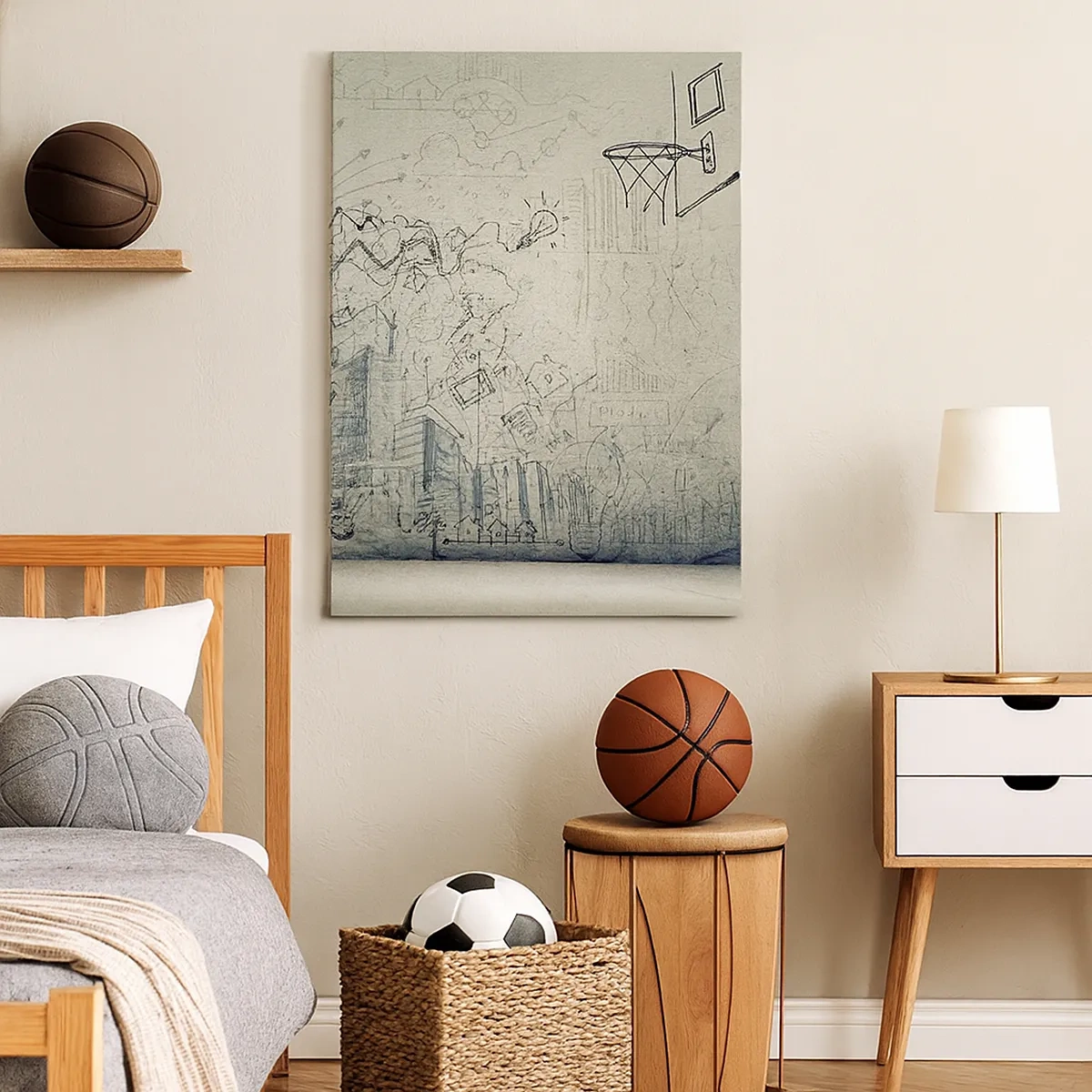 Obraz na płótnie - Rysunkowe graffiti z motywami miasta i kreatywności - 50x70cm - Moje wspaniałe miejskie życie - Nowoczesna dekoracja ścienna do salonu, kuchni i sypialni ARTTOR