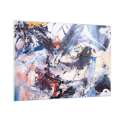Obraz na szkle - Abstrakcyjne malowidło w intensywnych kolorach - 100x70cm - Szalony taniec abstrakcji - Nowoczesna dekoracja ścienna do salonu, kuchni i sypialni ARTTOR