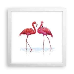 Plakat w białej ramie - Różowe randez-vous - 30x30 cm