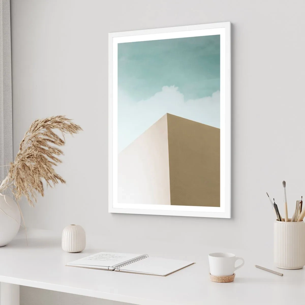 Plakat w białej ramie - Geometria słonecznego lata - 30x40 cm