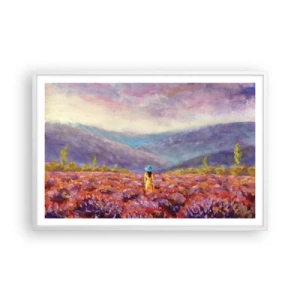 Plakat w białej ramie - W lawendowym świecie - 91x61 cm