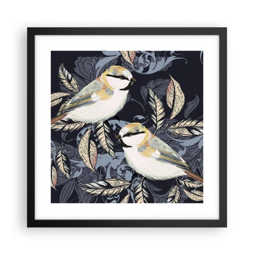 Plakat w czarnej ramie - Żółto-błękitny trel - 40x40 cm