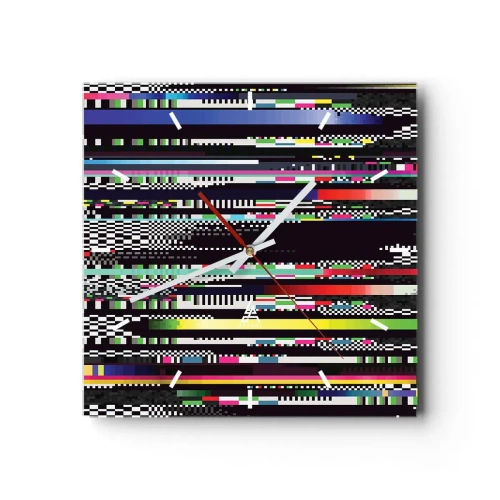 Zegar ścienny - Kolorowe linie i piksele w abstrakcyjnym stylu - 30x30cm - Obraz konrolny rzeczywistości - Nowoczesna dekoracja ścienna do salonu i sypialni ARTTOR