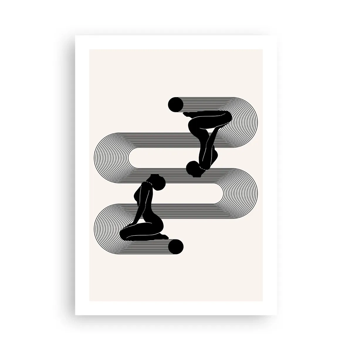 Plakat - Minimalistyczna grafika sylwetek kobiet z efektem iluzji optycznej - 50x70cm - Zmysłowa symetria - Nowoczesna dekoracja ścienna do salonu, kuchni i sypialni ARTTOR