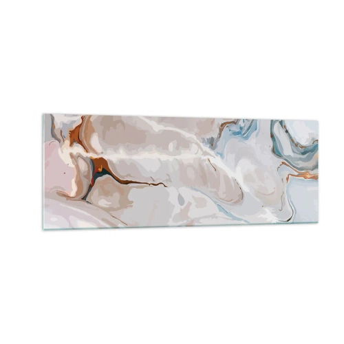 Obraz na szkle - Abstrakcyjny wzór w odcieniach bieli i błękitu - 140x50cm - Błękitne meandry pod bielą - Nowoczesna dekoracja ścienna do salonu i sypialni ARTTOR