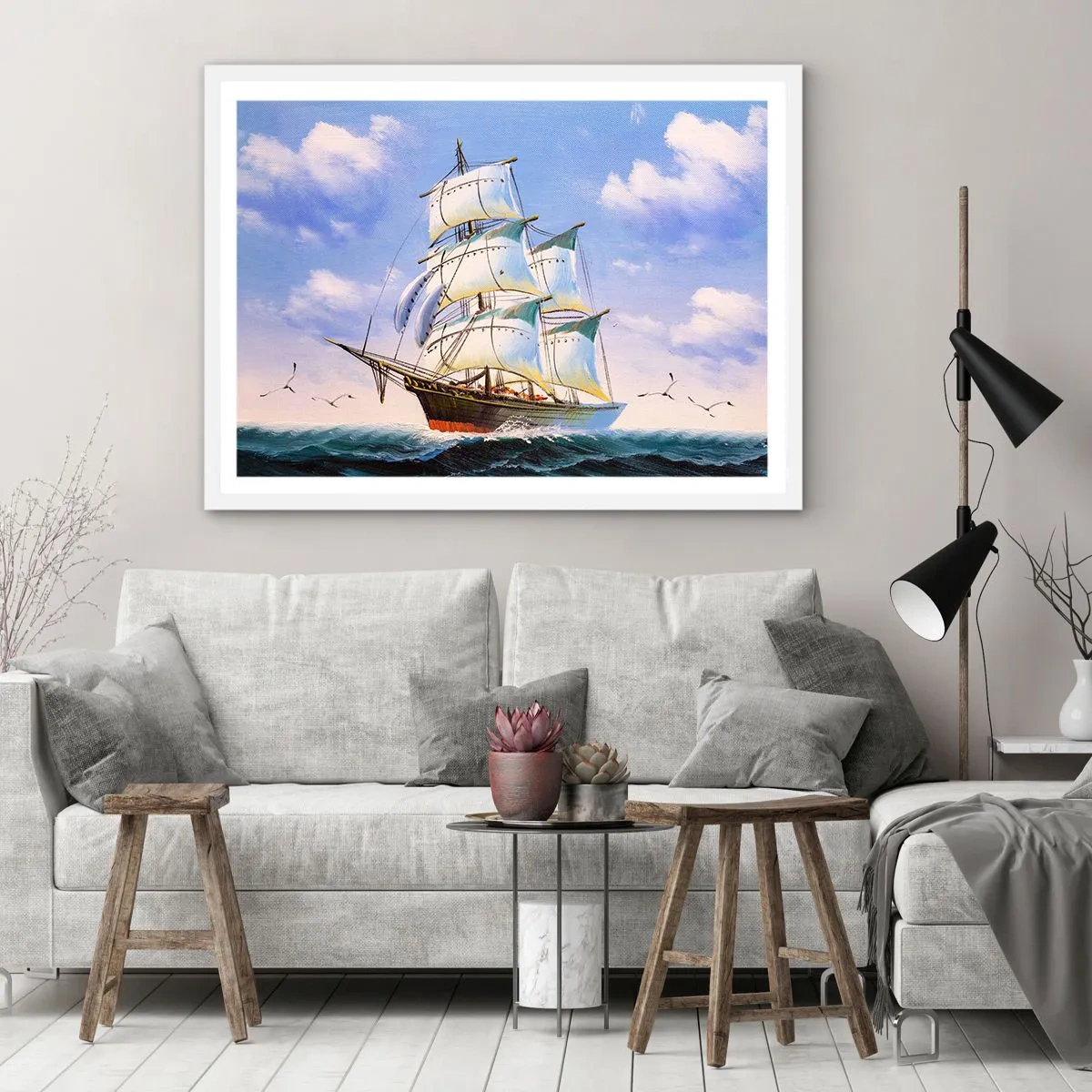 Plakat w białej ramie - Dumnie z wiatrem - 40x30 cm