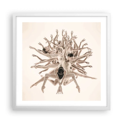 Plakat w białej ramie - Rozkwitanie w tańcu - 50x50 cm