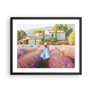 Plakat w czarnej ramie - Lawendowa dziewczyna - 50x40 cm