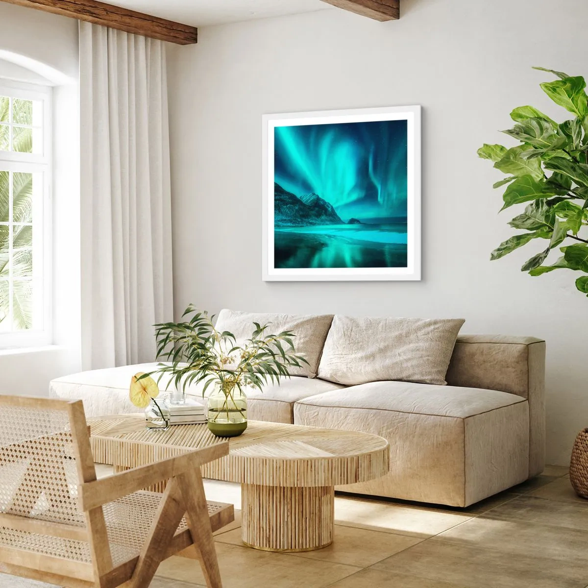 Plakat w białej ramie - Cuda północy - 40x40 cm
