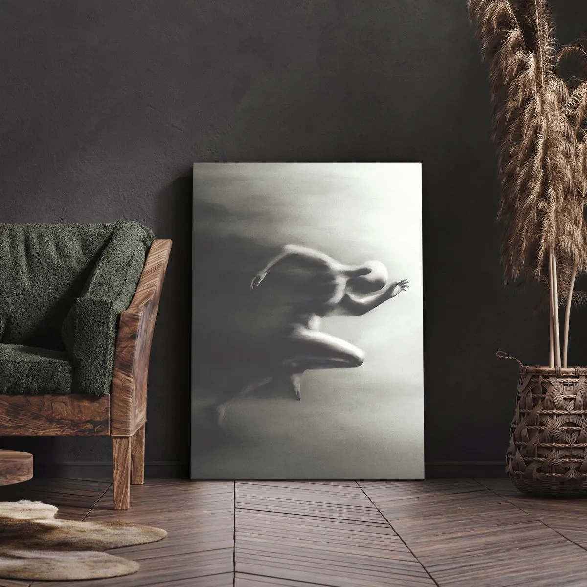 Obraz na płótnie - Dynamika ruchu uchwycona w rozmytej, monochromatycznej kompozycji - 50x70cm - Niepowstrzymany - Nowoczesna dekoracja ścienna do salonu, kuchni i sypialni ARTTOR