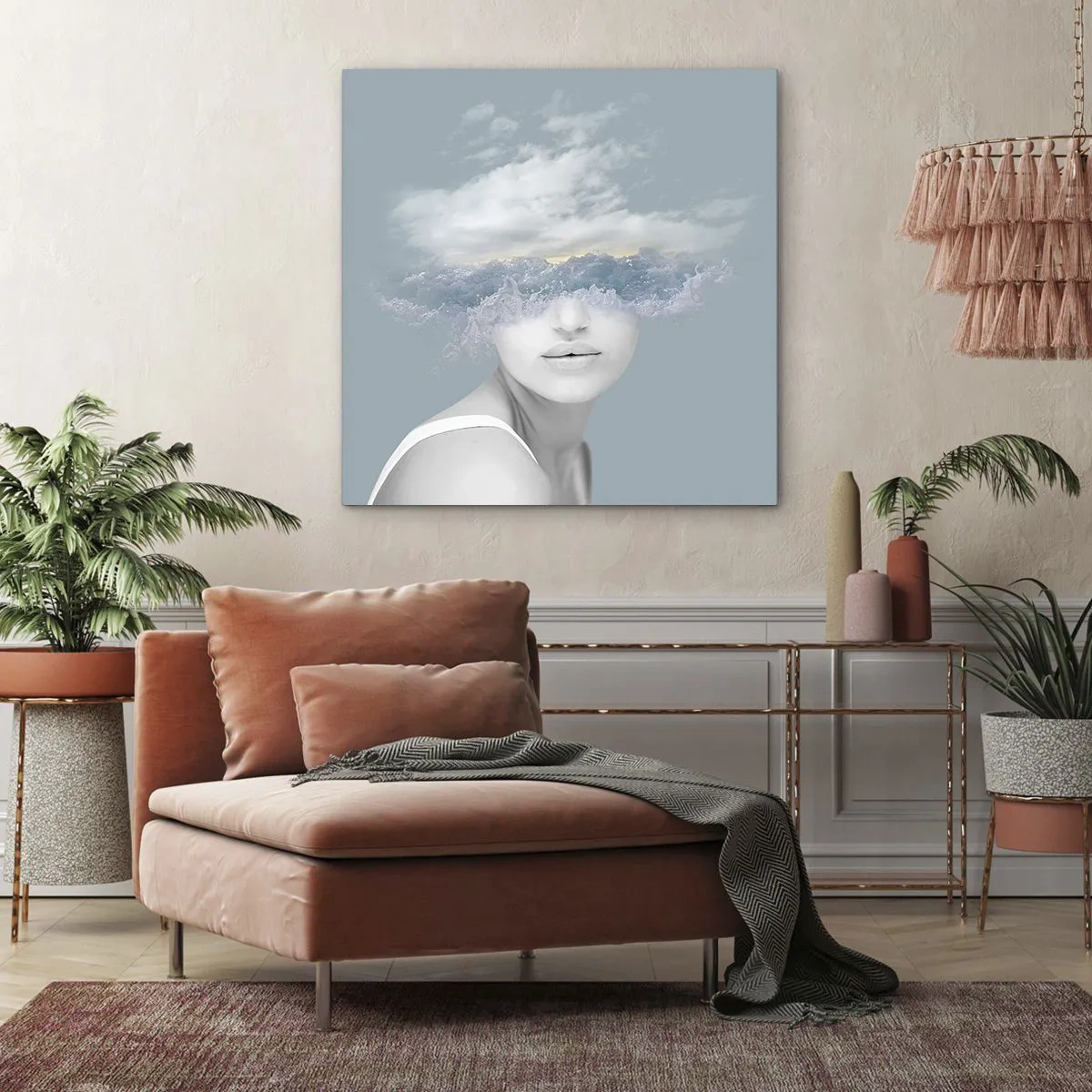 Obraz na płótnie - Z głową w chmurach - 60x60 cm
