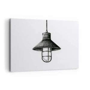 Obraz na płótnie - Rysunek wiszącej lampy w stylu retro na białym tle - 100x70cm - Jak przed laty… - Nowoczesna dekoracja ścienna do salonu, kuchni i sypialni ARTTOR