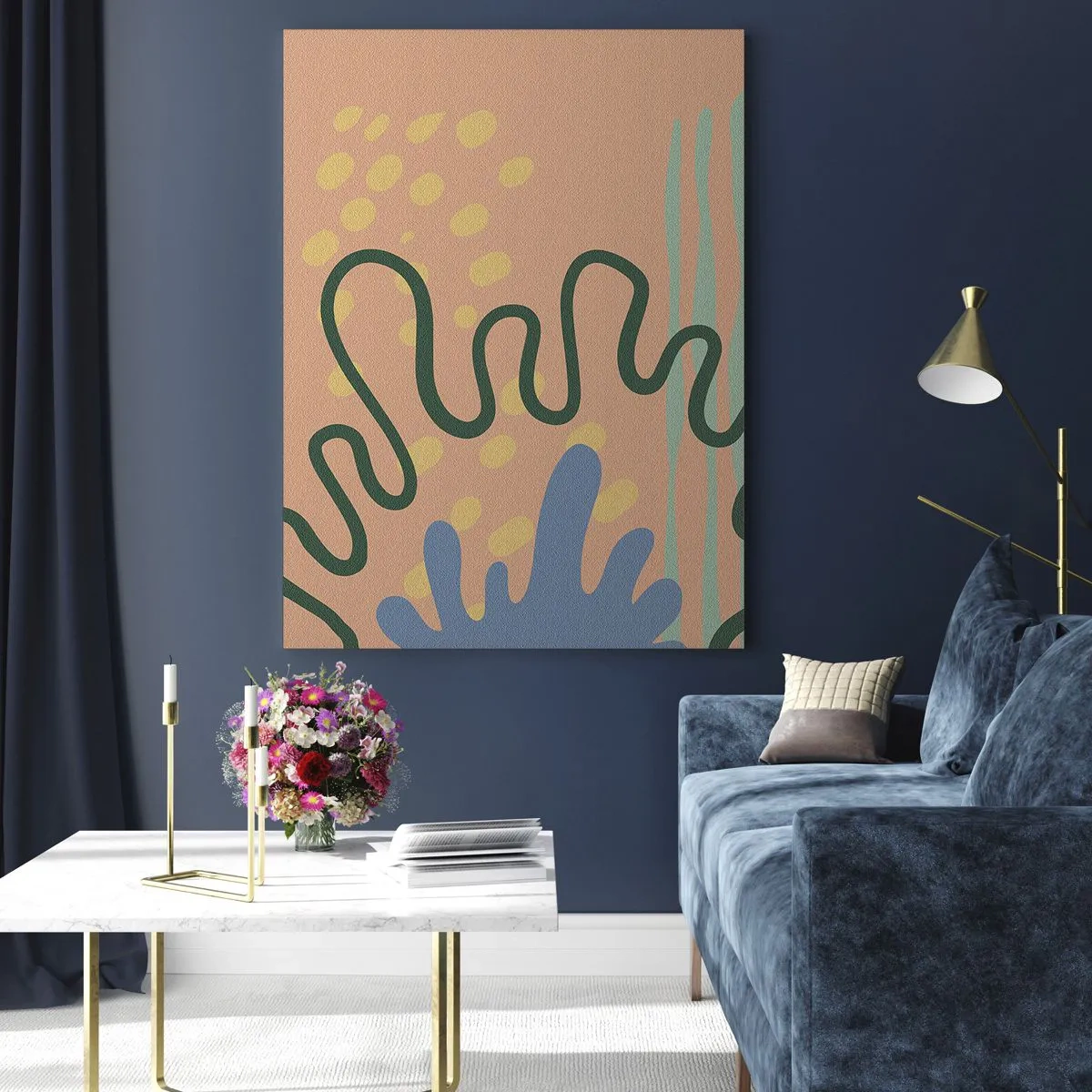 Obraz na szkle - Kolorowa abstrakcyjna kompozycja inspirowana naturą i organicznymi kształtami - 80x120cm - Abstrakcja: różnorodność natury - Nowoczesna dekoracja ścienna do salonu i sypialni ARTTOR