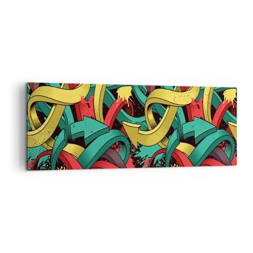 Obraz na płótnie - Abstrakcyjne strzałki w żywych kolorach tworzące chaos - 140x50cm - Którędy do celu? - Nowoczesna dekoracja ścienna do salonu i sypialni ARTTOR