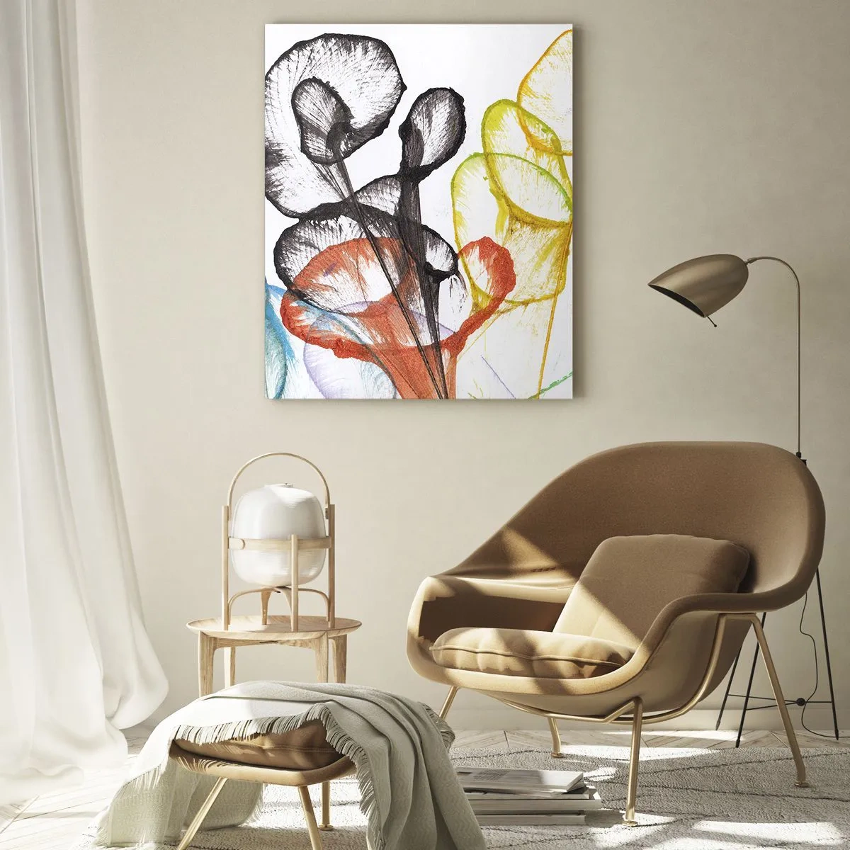 Obraz na szkle - Kolorowe, prześwitujące kwiaty w artystycznym stylu - 50x70cm - Kwiaty z duszą - Nowoczesna dekoracja ścienna do salonu, kuchni i sypialni ARTTOR