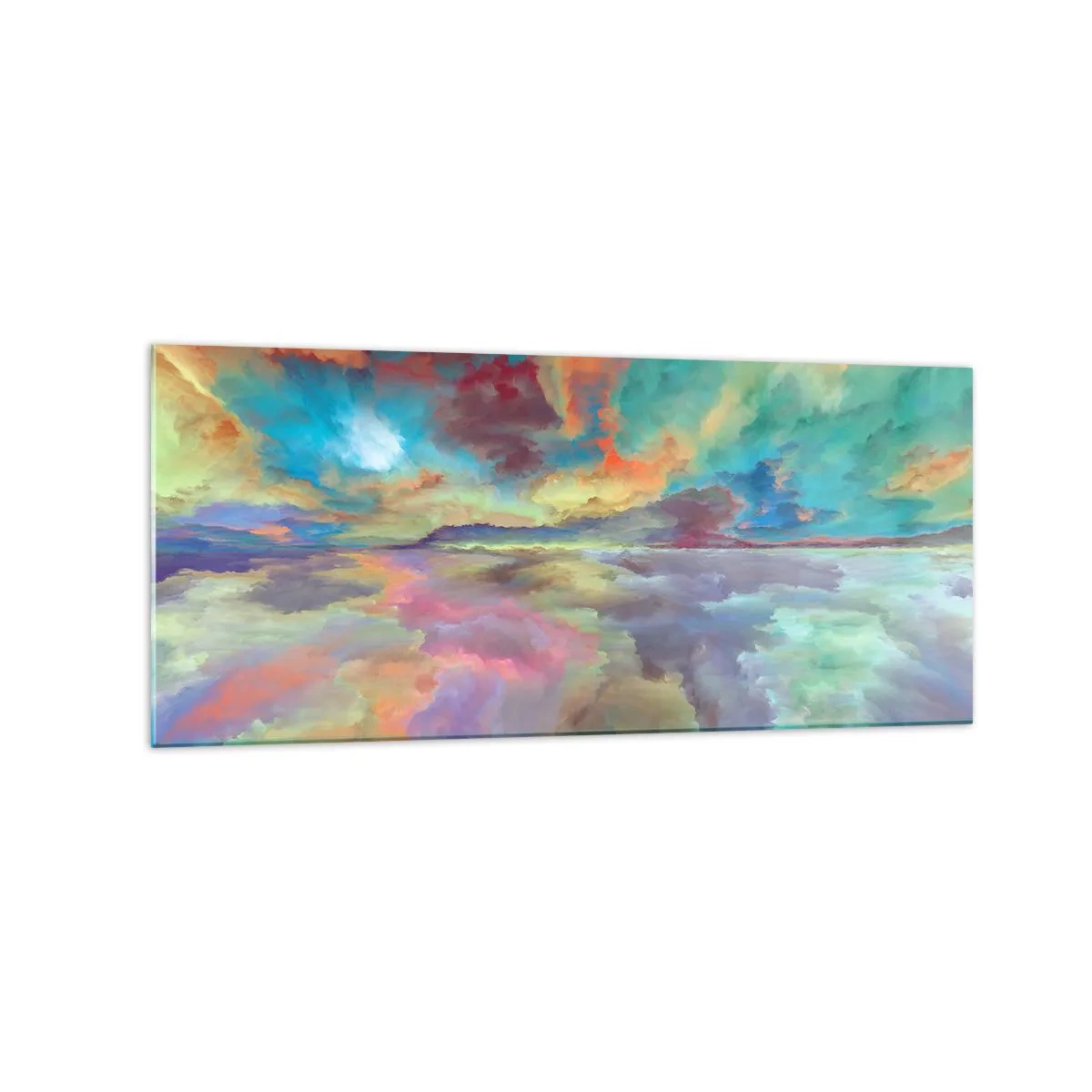 Obraz na szkle - Kolorowy krajobraz chmur w abstrakcyjnym stylu - 120x50cm - Dwa nieba - Nowoczesna dekoracja ścienna do salonu i sypialni ARTTOR