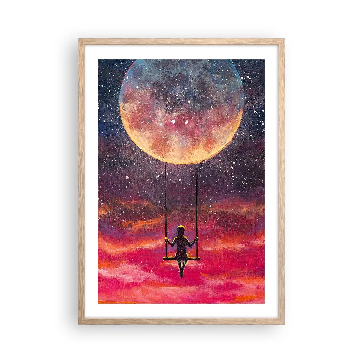 Plakat w ramie jasny dąb - Bujać w obłokach - 50x70 cm