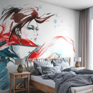 Fototapeta Premium Canvas - Coś we mnie gra - Kobieta, Telefon, Moda - 250x175 cm