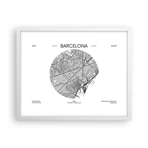 Plakat w białej ramie - Anatomia Barcelony - 50x40 cm