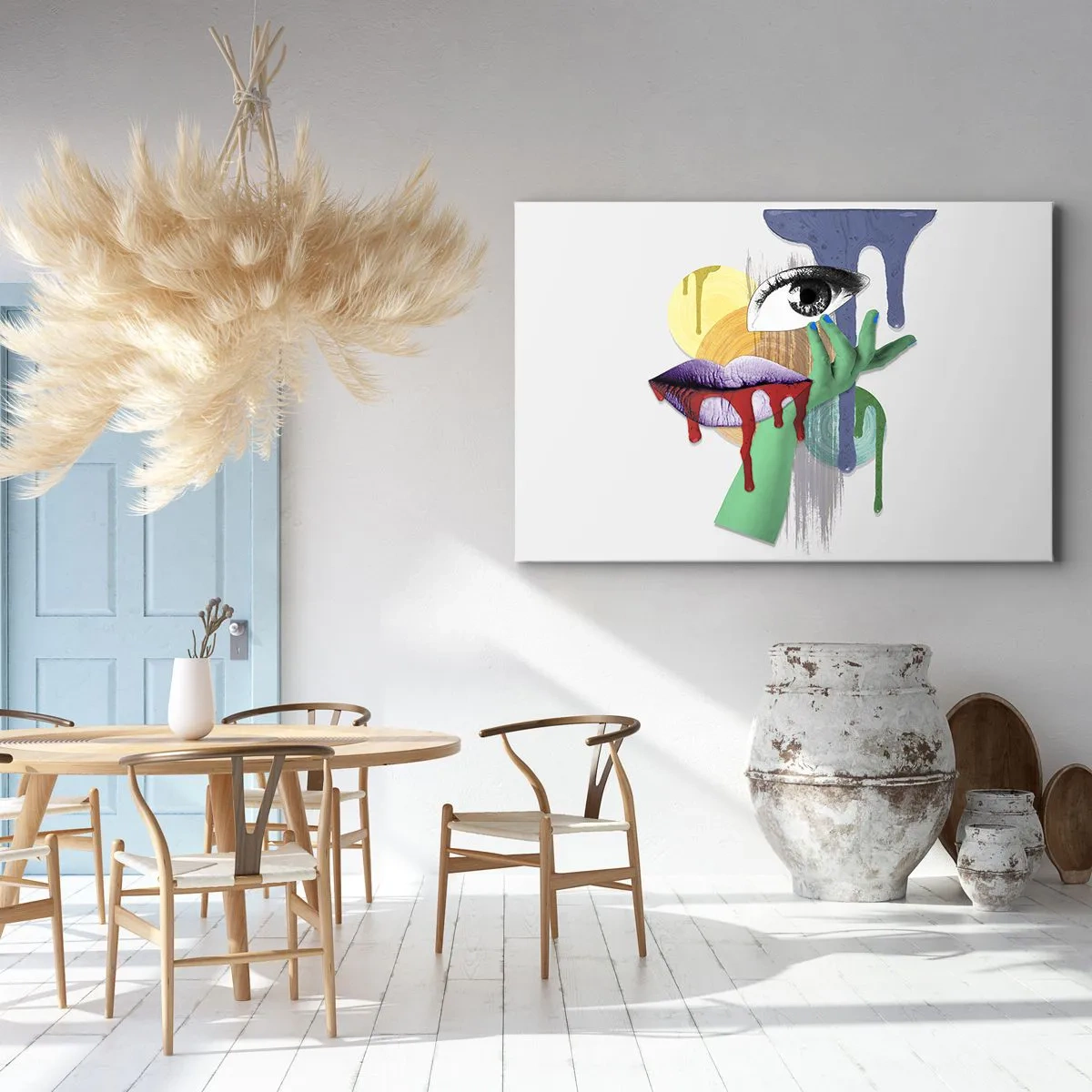 Obraz na płótnie - Zdekonstruowany portret z abstrakcyjnymi elementami - 100x70cm - Portret zdekonstruowany - Nowoczesna dekoracja ścienna do salonu, kuchni i sypialni ARTTOR