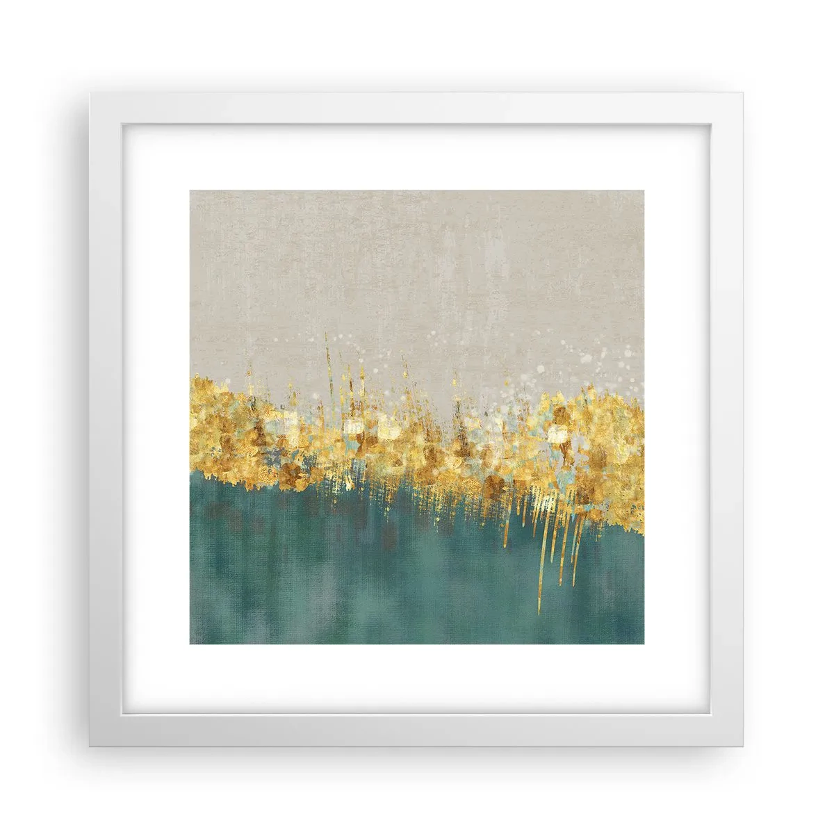 Plakat w białej ramie - Złota granica - 30x30 cm