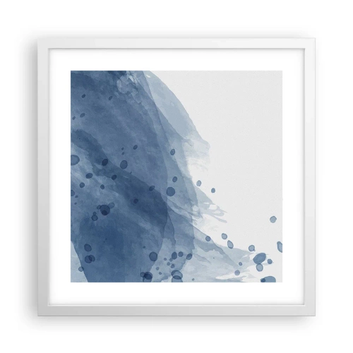 Plakat w białej ramie - Niebieski tiul - 40x40 cm