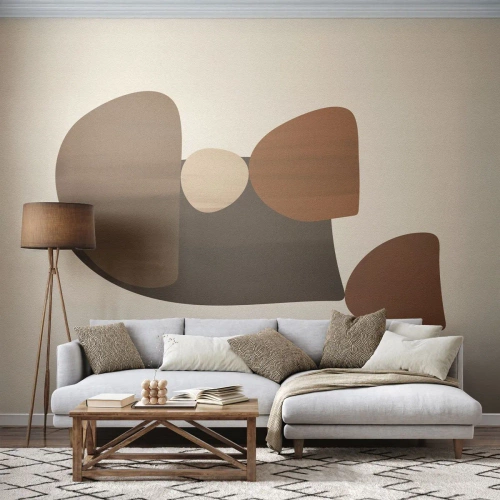 Fototapeta Premium Sand - Abstrakcyjna kompozycja geometryczna w brązach - 100x70cm - Kompozycja w brązie - Nowoczesna dekoracja ścienna do salonu, kuchni i sypialni ARTTOR