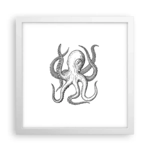 Plakat w białej ramie - Tańcząca z falami - 30x30 cm