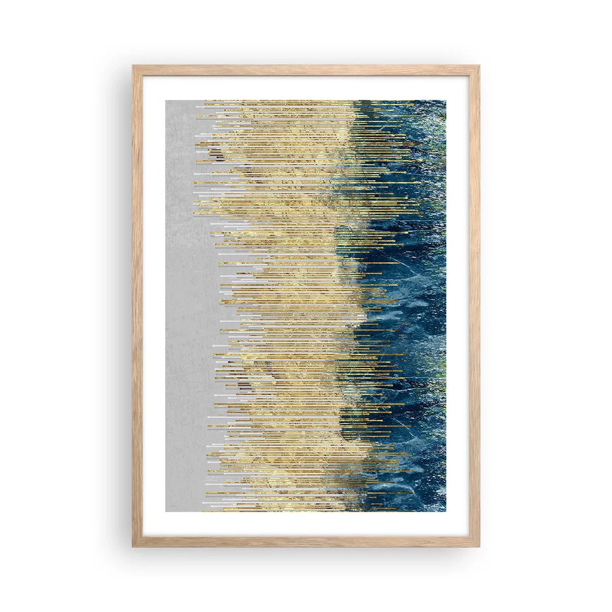 Plakat w ramie jasny dąb - Wyzłocona granica - 50x70 cm