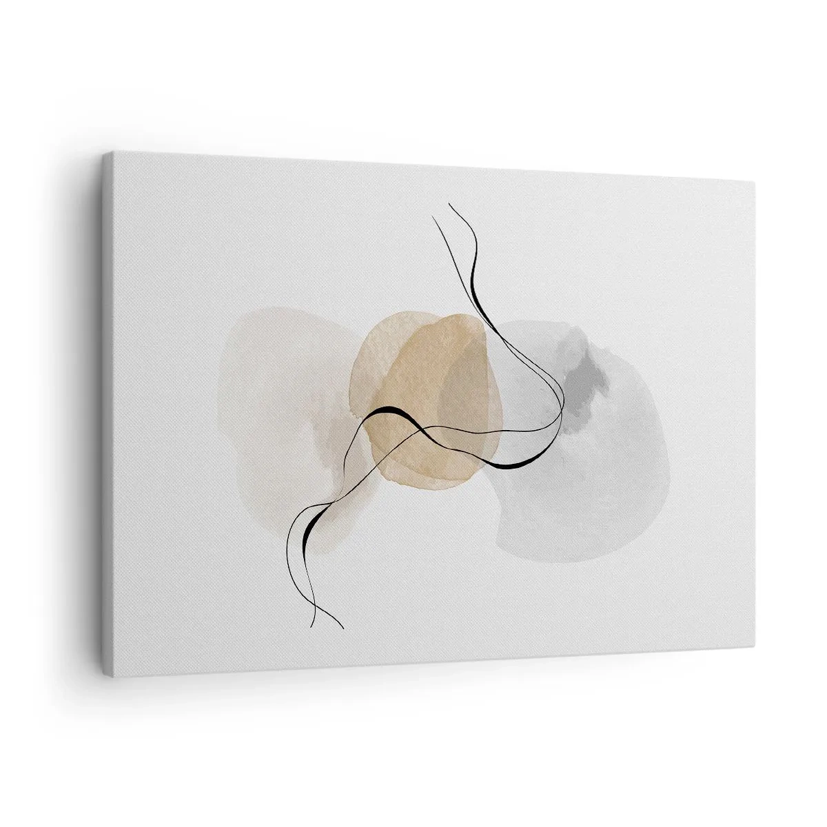 Obraz na płótnie - Minimalistyczna abstrakcja w odcieniach beżu i szarości - 70x50cm - Powietrzne paciorki - Nowoczesna dekoracja ścienna do salonu i sypialni ARTTOR