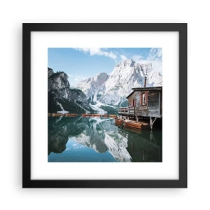 Plakat w czarnej ramie - Krystaliczny, górski poranek - 30x30 cm