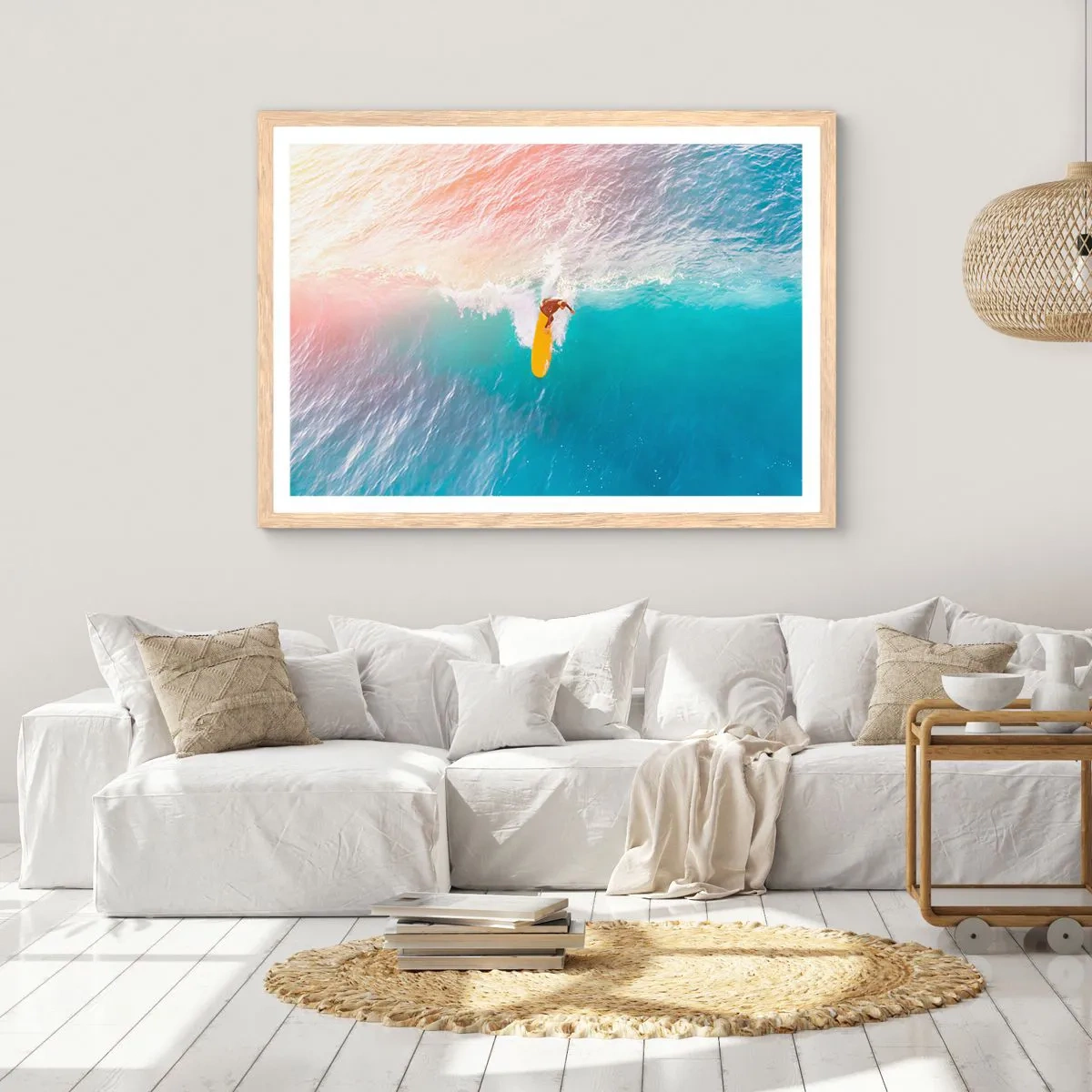Plakat w ramie jasny dąb - Oceaniczny jeździec - 50x40 cm