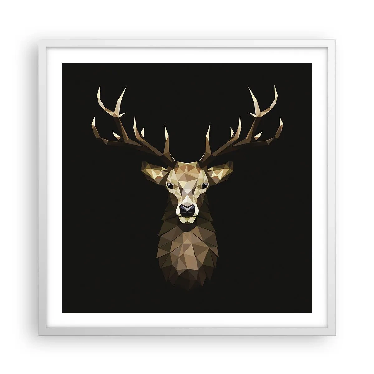 Plakat w białej ramie - Kubistyczny jeleń - 60x60 cm